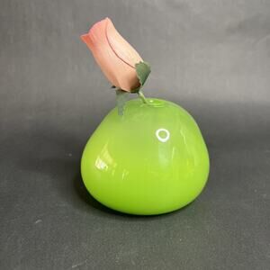 Laura Kramer LBK Studios Bud Vase – Hand Blown Spring Green Glass, Signed &Dated